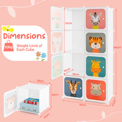 8-Cube/12Cube Portable Kids Wardrobe with Hanging Section-8 Cube