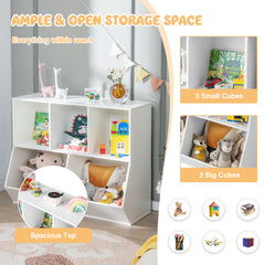 5-Cube Kids Toy Storage Organizer with Anti-Tipping Kits-White