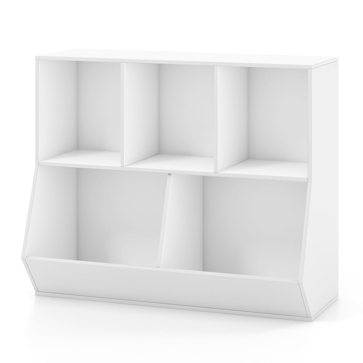 5-Cube Kids Toy Storage Organizer with Anti-Tipping Kits-White