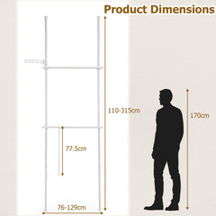 The drying rack shown with a height reference diagram next to a human silhouette