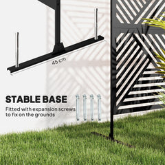 Outsunny Decorative Garden Privacy Screen with Stand, 6.5FT Freestanding Metal Outdoor Divider, Decorative Privacy Panel with