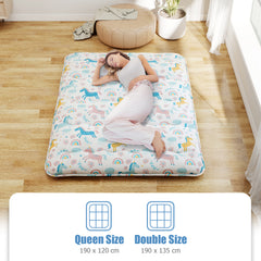 Japanese Floor Mattress with Washable Cover and Carry Bag-Rainbow-Double Size