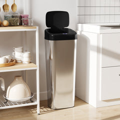 HOMCOM 50L Stainless Steel Sensor Bin - Silver Tone