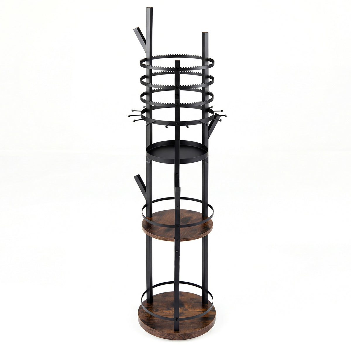 Jewelry Organizer Stand 360° Rotating Floor Jewelry Storage Rack Free Standing Jewelry Display Tower-Rustic Brown