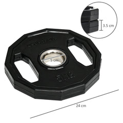 SPORTNOW Olympic Weight Plates Set, Metal and Rubber Bumper Plates Weights Discs with 2"/5cm Holes, for Home Gym Weight Lifting Strength Training, 2 x 5kg, Black