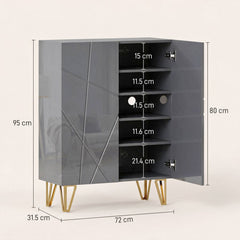 HOMCOM Narrow Shoe Storage Cabinet with Soft-Close Hinges and Adjustable Shelves for 15-20 Pairs of Shoes, Grey