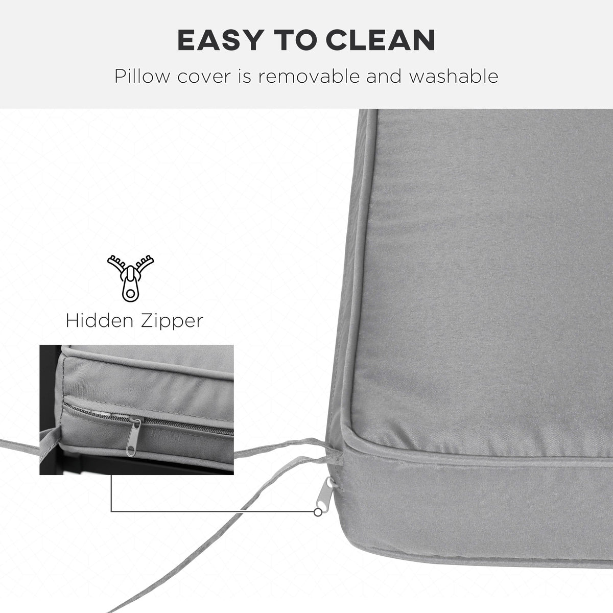 Outsunny 2 Seater Garden Bench Cushion -Light Grey