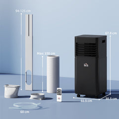 HOMCOM 7000 BTU 4-In-1 Portable Air Conditioner Unit Cooling Dehumidifying Ventilating for Room up to 26m², with Fan, Remote, 24H Timer, Window Mount Kit, R290, A Energy Efficiency