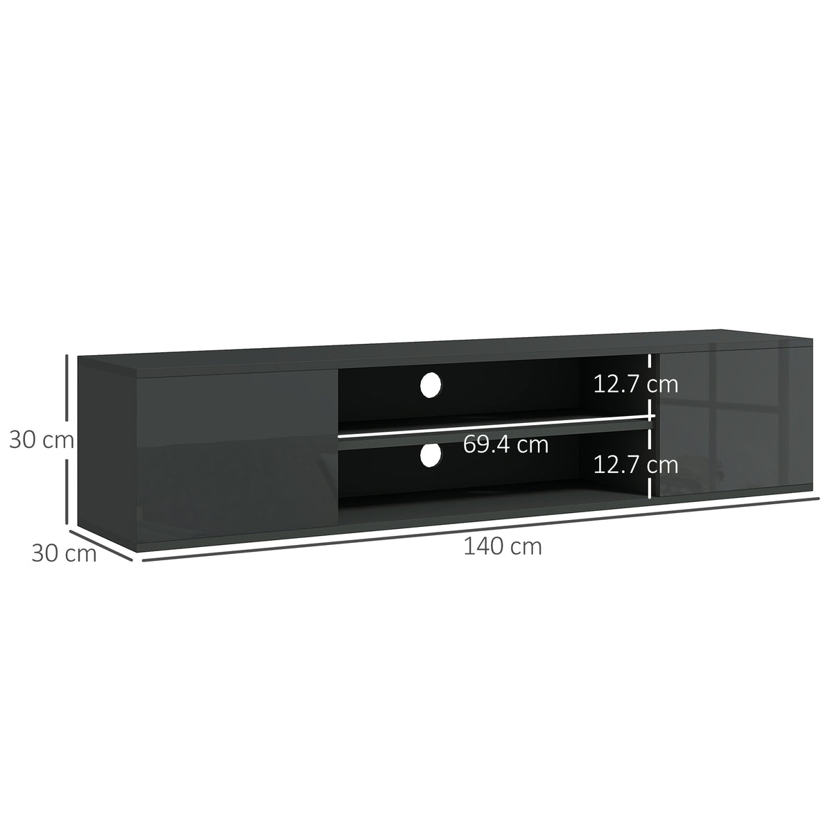 HOMCOM Floating TV Stand Cabinet in Grey, image 3