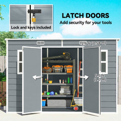 Outsunny Resin Garden Shed in Grey