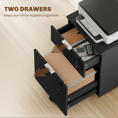 HOMCOM Two-Drawer Lockable Filing Cabinet - Black