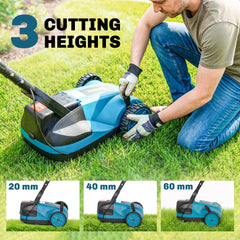 Outsunny 18V Cordless Lawnmower with 2 x 4Ah Batteries & Charger, Battery Lawn Mower with 21cm Cutting Width, 3 Cutting Heights