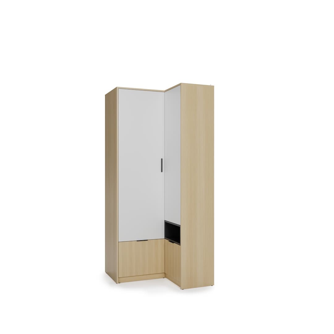 Kanu KN-02 Corner Wardrobe 98cm in White, image 4