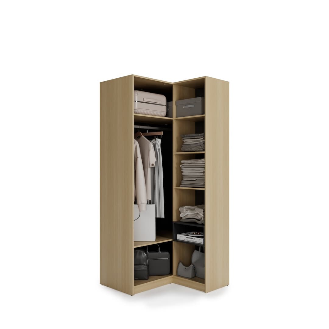 Kanu KN-02 Corner Wardrobe 98cm in White, image 6