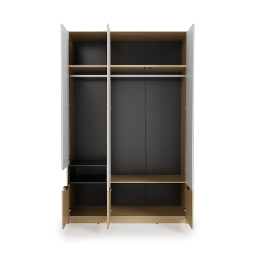 Kanu KN-03 Hinged Door Wardrobe 140cm in White, image 9