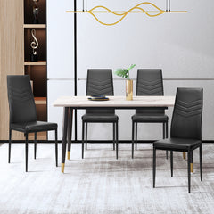 4 PCS Armless Side Chairs with Upholstered Cushion and Sturdy Metal Frame-Black