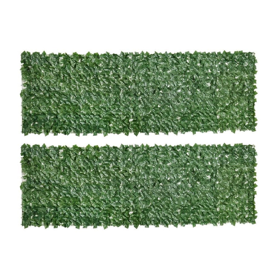 Outsunny 2-Piece Artificial Leaf Hedge Screen Privacy Fence Panel for Garden Outdoor Indoor Decor, Dark Green, 3M x 1M