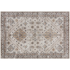 HOMCOM Vintage Area Rug, Non-Slip Washable Rug, Flannel Floor Carpet for Living Room, Bedroom, Dining Room, Home Office, 230 x 160 cm, Beige