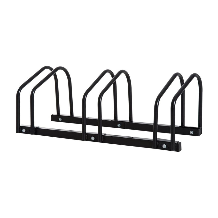 HOMCOM Bike Stand Parking Rack Floor or Wall Mount Bicycle Cycle Storage Locking Stand (3 Racks, Black)