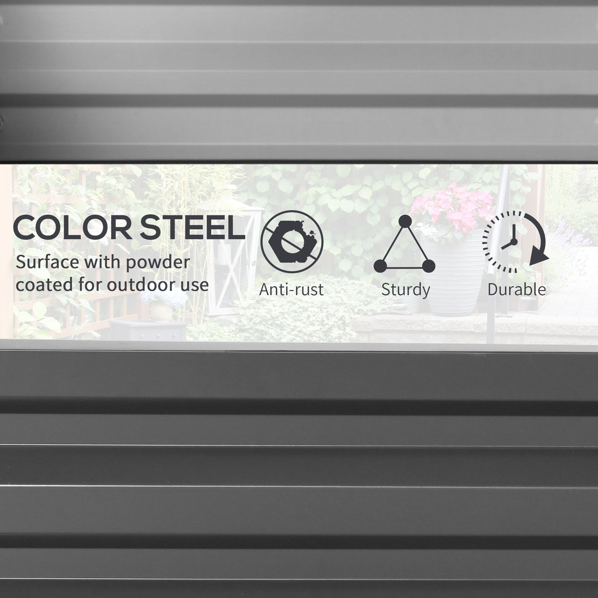 Outsunny Rectangle Raised Garden Bed Box with Weatherized Steel Frame for Vegetables, Flowers, & Herbs, 120 cm x 60 cm x 30.5 cm, Light Grey