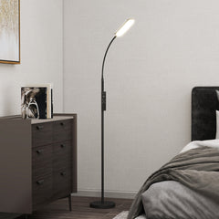 HOMCOM LED Floor Lamp, Standing Lamp with Remote & Touch Control, Stepless Dimmable Colours Temperature & Brightness, 360 degrees Adjustable Gooseneck, 1 Hour Timer, Memory Function for Living Room, Black