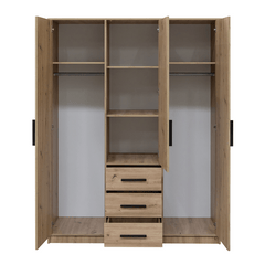 Oak Artisan Mirrored Hinged Door Wardrobe 149cm – TELFORD D3