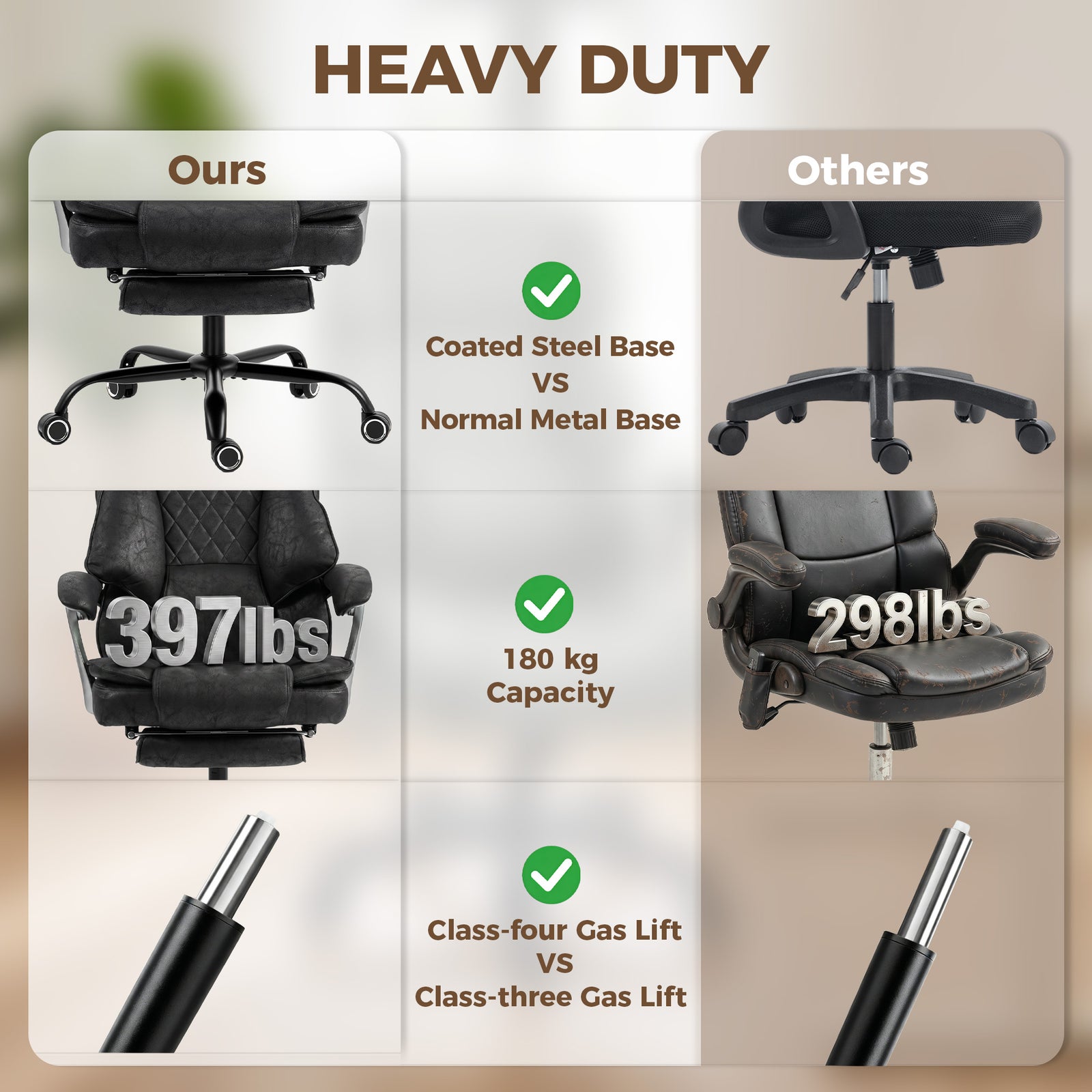 HOMCOM Executive Office Chair, Leathaire Big and Tall Office Chair 180 kg with Wide Seat, Reclining, Lumbar Support, Black