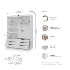 Kera Sliding Door Wardrobe 170cm - product image 7