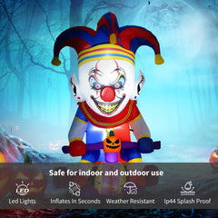 Outsunny 4ft Halloween Inflatable Clown on Bicycle, Blow Up Outdoor Halloween Decoration with 3 Built-in LED Lights for Garden, Party Indoor Outdoor