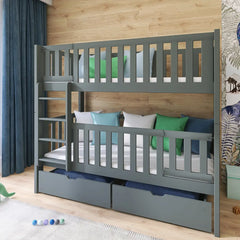 Wooden Bunk Bed Ksawery With Drawers in Graphite, image 2