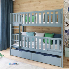 Wooden Bunk Bed Ksawery With Drawers in Grey Matt, image 4