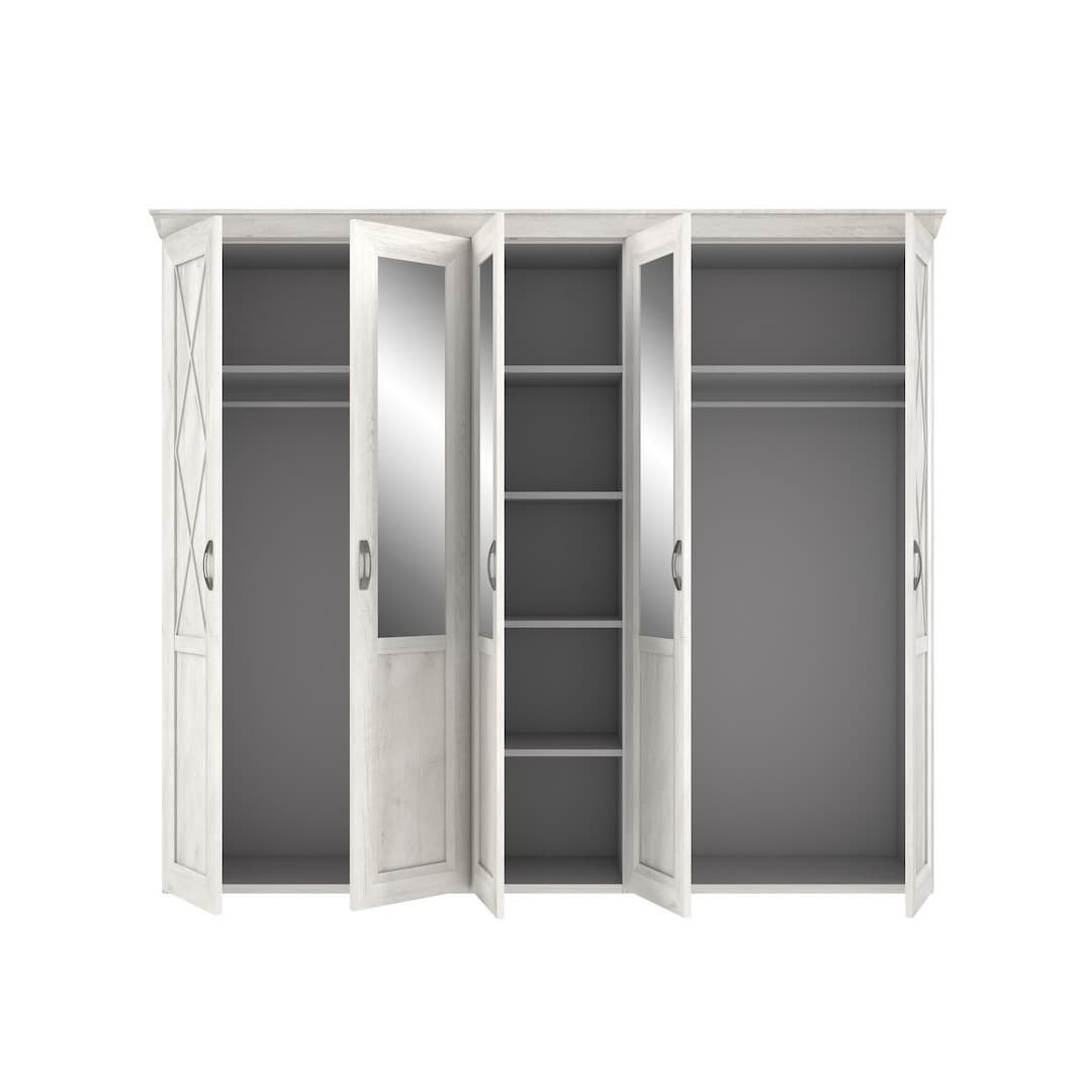 Kashmir Hinged Door Wardrobe 255cm in White, image 5