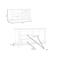 Kashmir TV Cabinet 123cm in White, image 7
