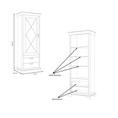 Kashmir Tall Display Cabinet 78cm in White, image 6