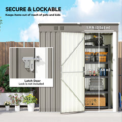 Outsunny 5 x 3 ft Lean-to Garden Shed, Outdoor Storage Shed with Lockable Door and Vents, Light Grey