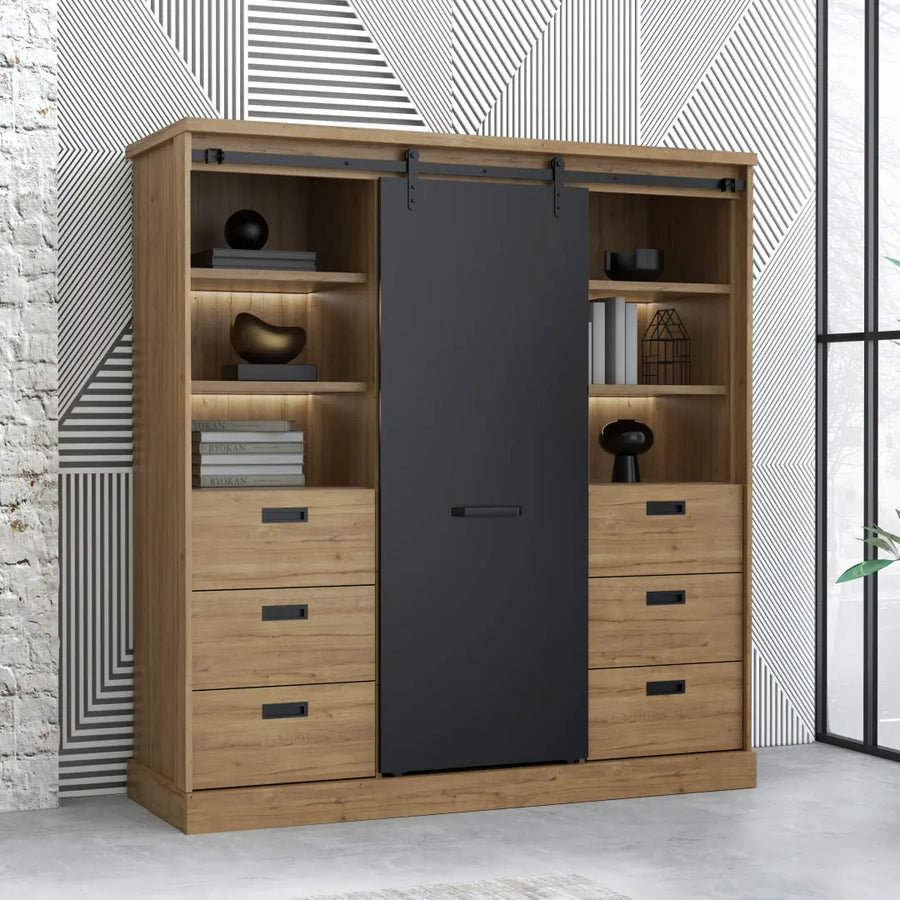 Kaszimiro Highboard Cabinet 149cm in Oak Waterford