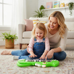 25-Key Kids Piano Keyboard Dinosaur Shape Toy Digital Piano with Built-in Music-Green