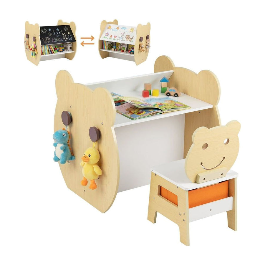 Kids' Art Table and Chair 3-in-1 Toddler Activity Table with Storage-Natural
