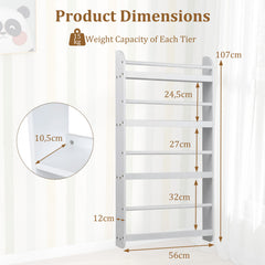 Kids Bookshelf 4-Tier Wall Mounted Book Shelf for Toys and Books-White