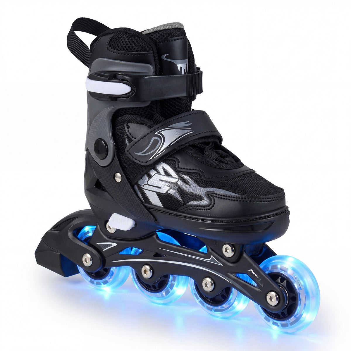 Kids Inline Skates with 4 Illuminated Wheels and Safety Protection for Boys Girls Ages 5-7-Grey