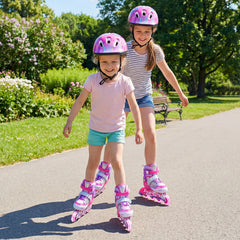 Kids Inline Skates with Full Light Up PU Wheels Adjustable Length for Beginners-Pink