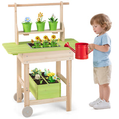 Kids Mud Kitchen Outdoor Play Pretend Kitchen with Removable Pots and Storage Box for Boys Girls Aged 3+-Natural