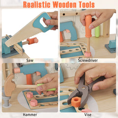 Kids Play Tool Workbench with Rich Tool Set and Realistic Accessories