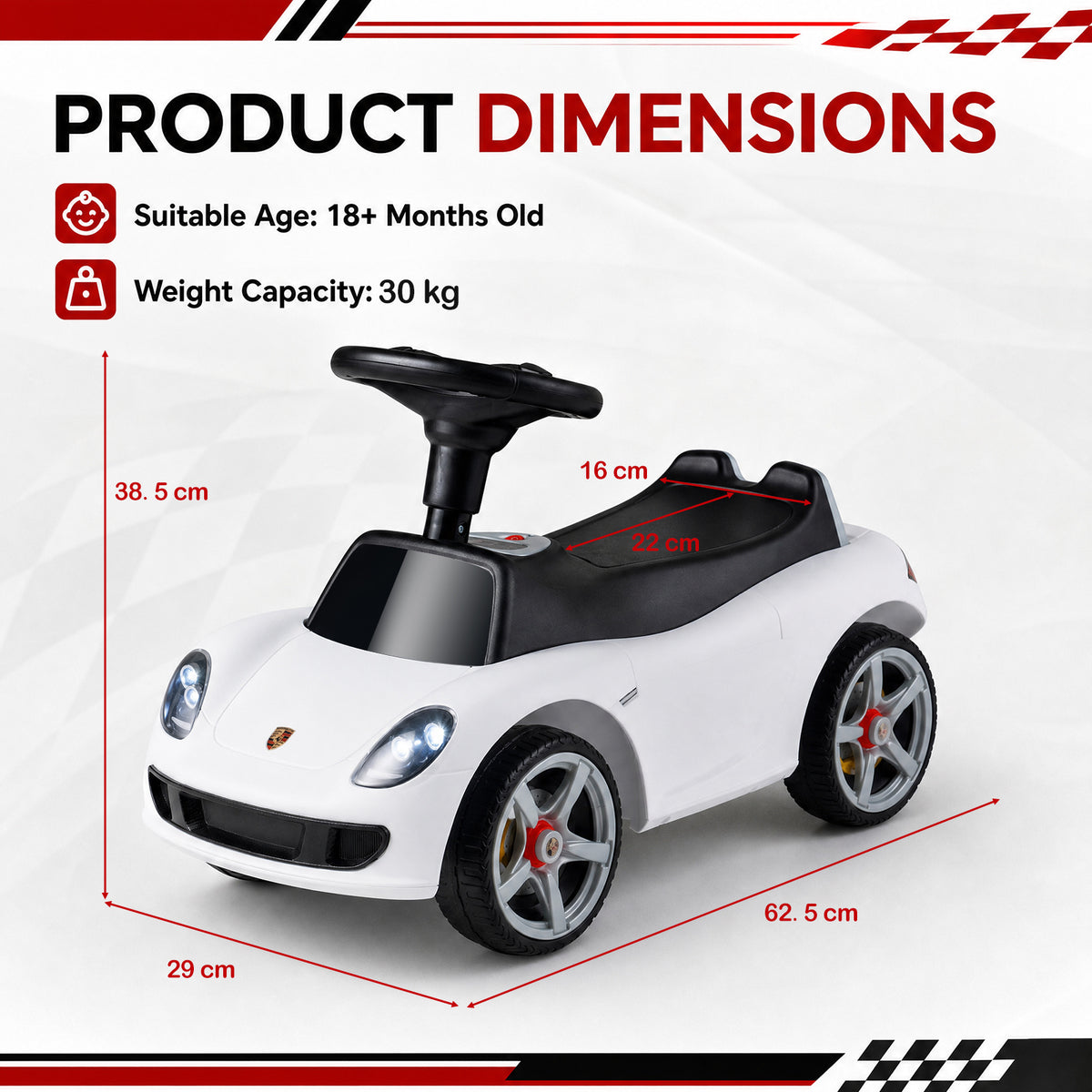 Kids Ride On Car Sliding Car with Horn & Sound Buttons Porsche Licensed-White