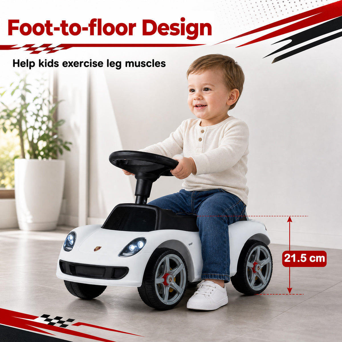 Kids Ride On Car Sliding Car with Horn & Sound Buttons Porsche Licensed-White