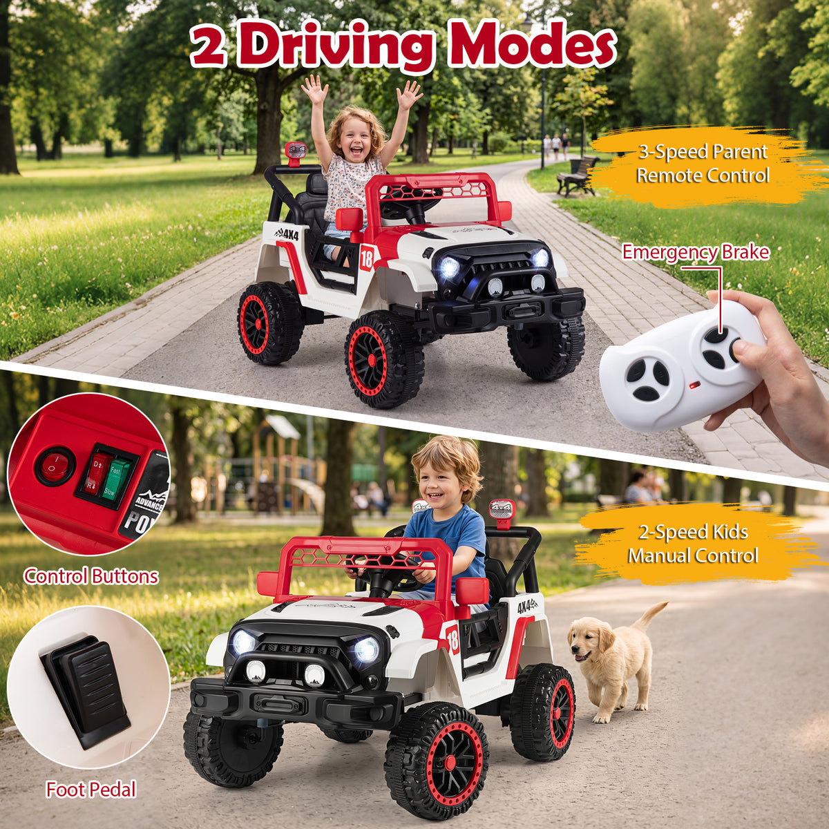 Kids Ride on Truck 12V Electric Toy Vehicle with Remote Control-Red