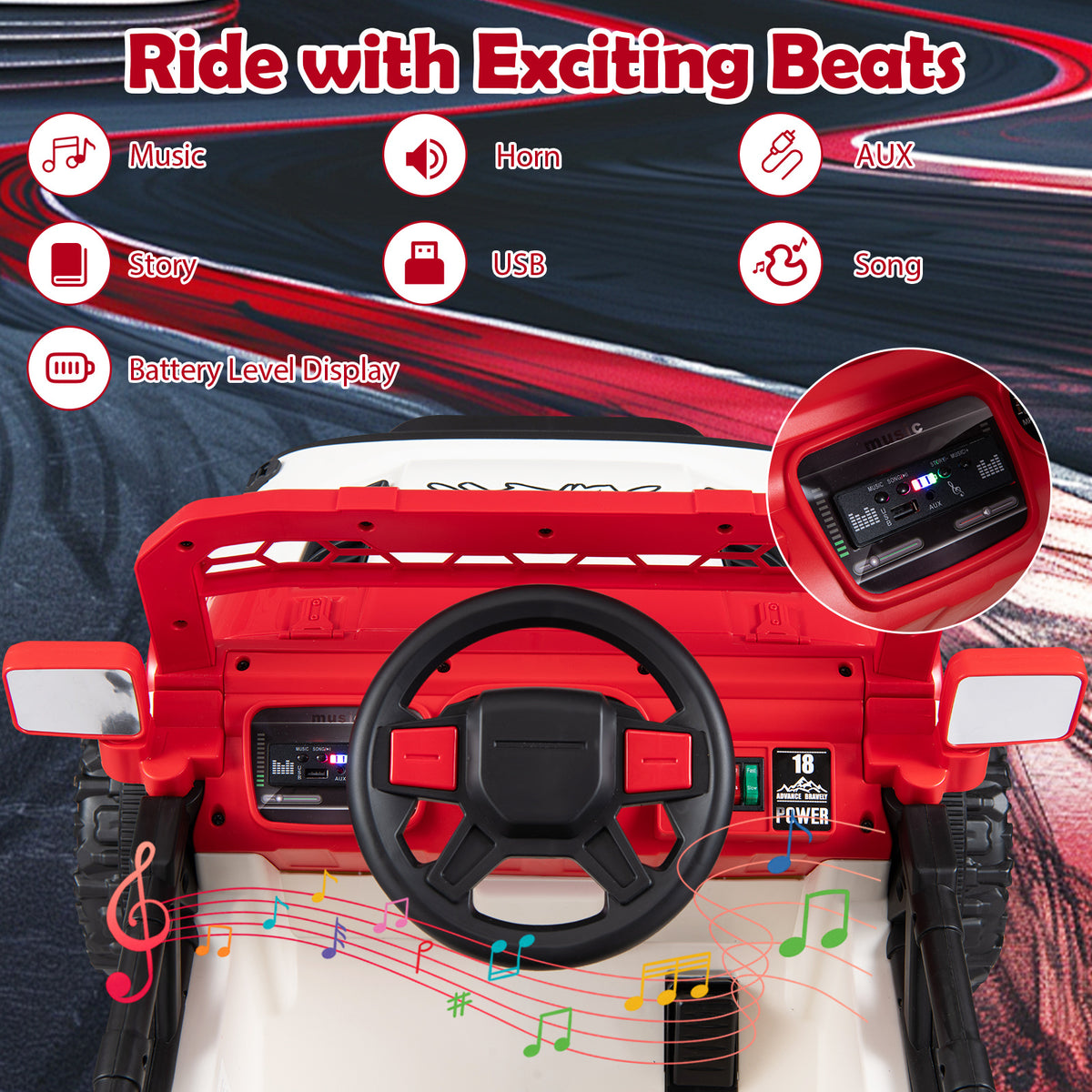 Kids Ride on Truck 12V Electric Toy Vehicle with Remote Control-Red
