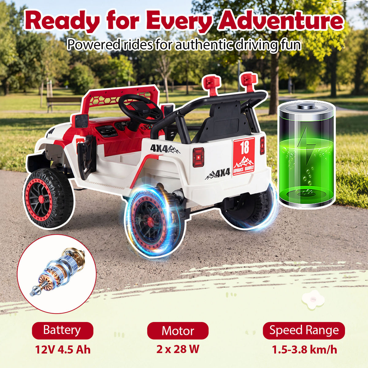 Kids Ride on Truck 12V Electric Toy Vehicle with Remote Control-Red