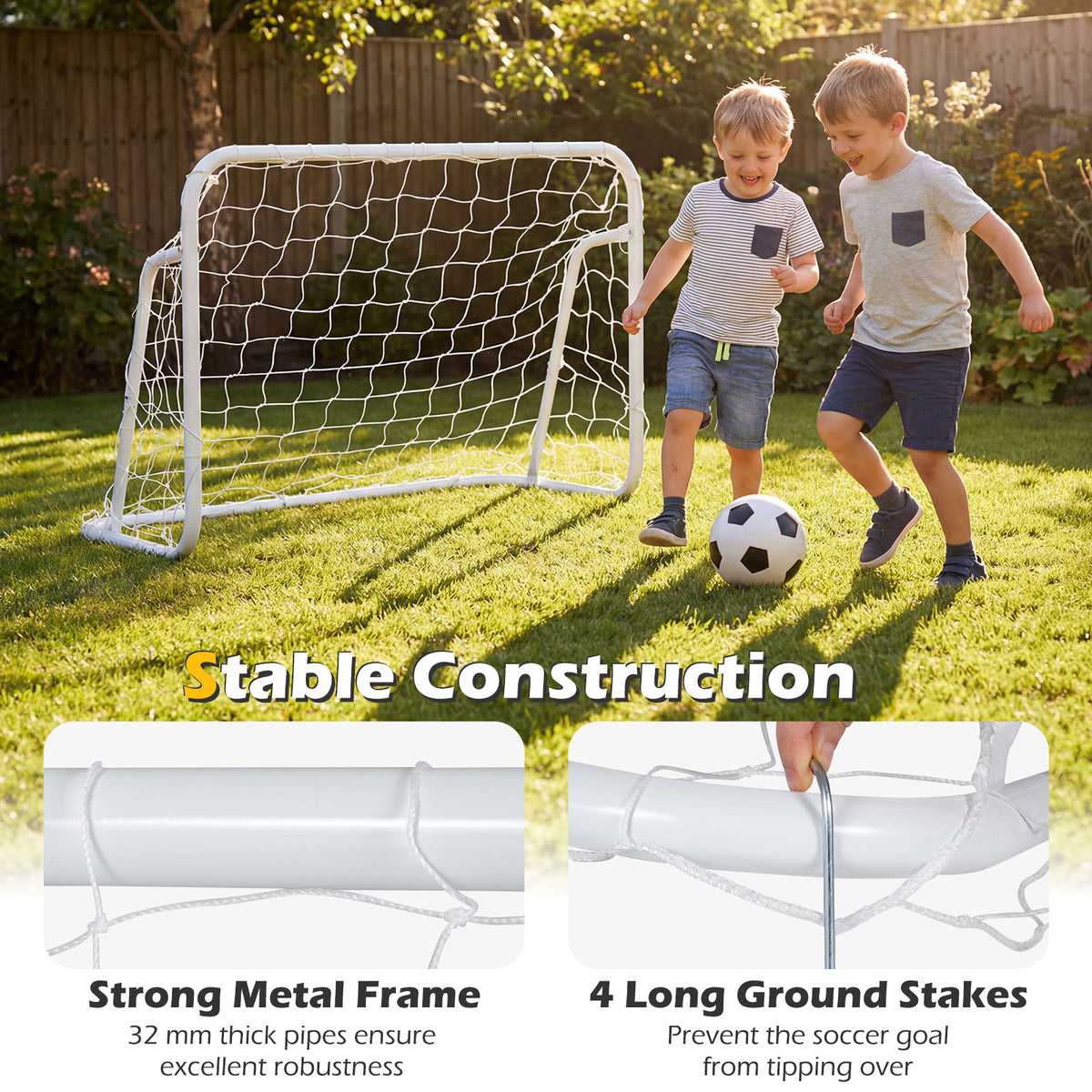 Kids Soccer Goal for Backyard Mini Metal Football Goal Post System with Net