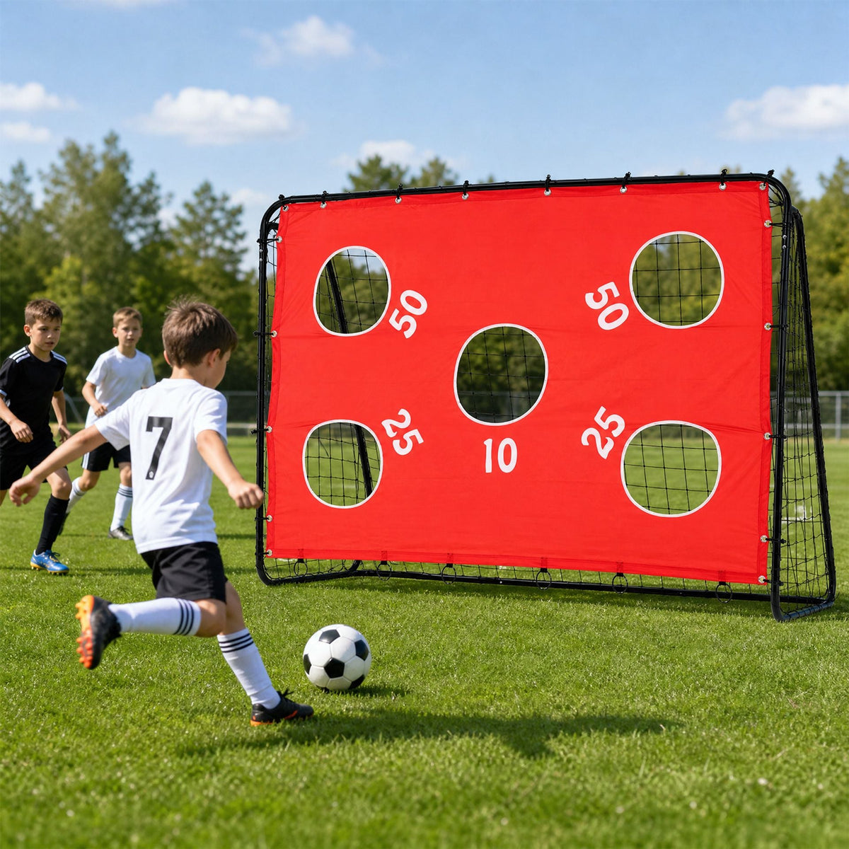 Kids Soccer Goal with Removable Target Cloth Soccer Training Equipment with Metal Frame